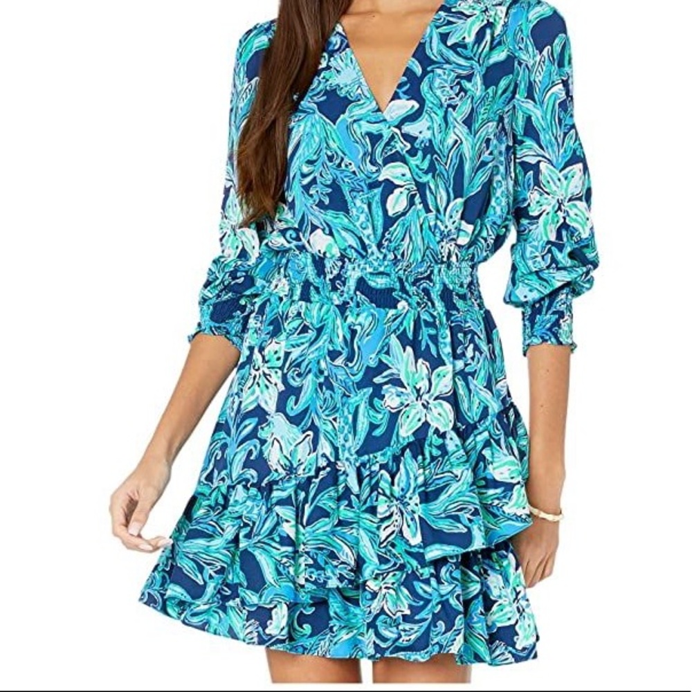 Lilly Pulitzer Blue and Green Floral Dress